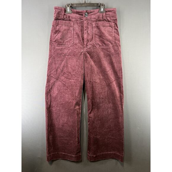 New Anthropologie Maeve Colette Size 31 Cropped Corduroy Wide Leg Pants Purple - Picture 1 of 10
